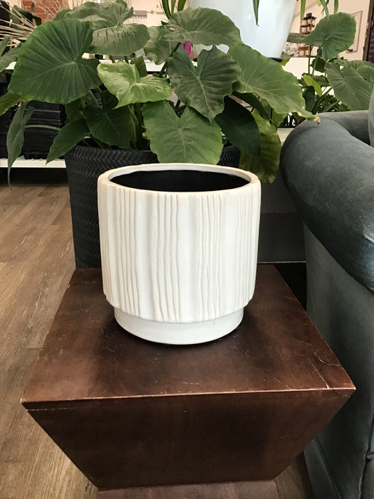 White Ceramic Round Pot