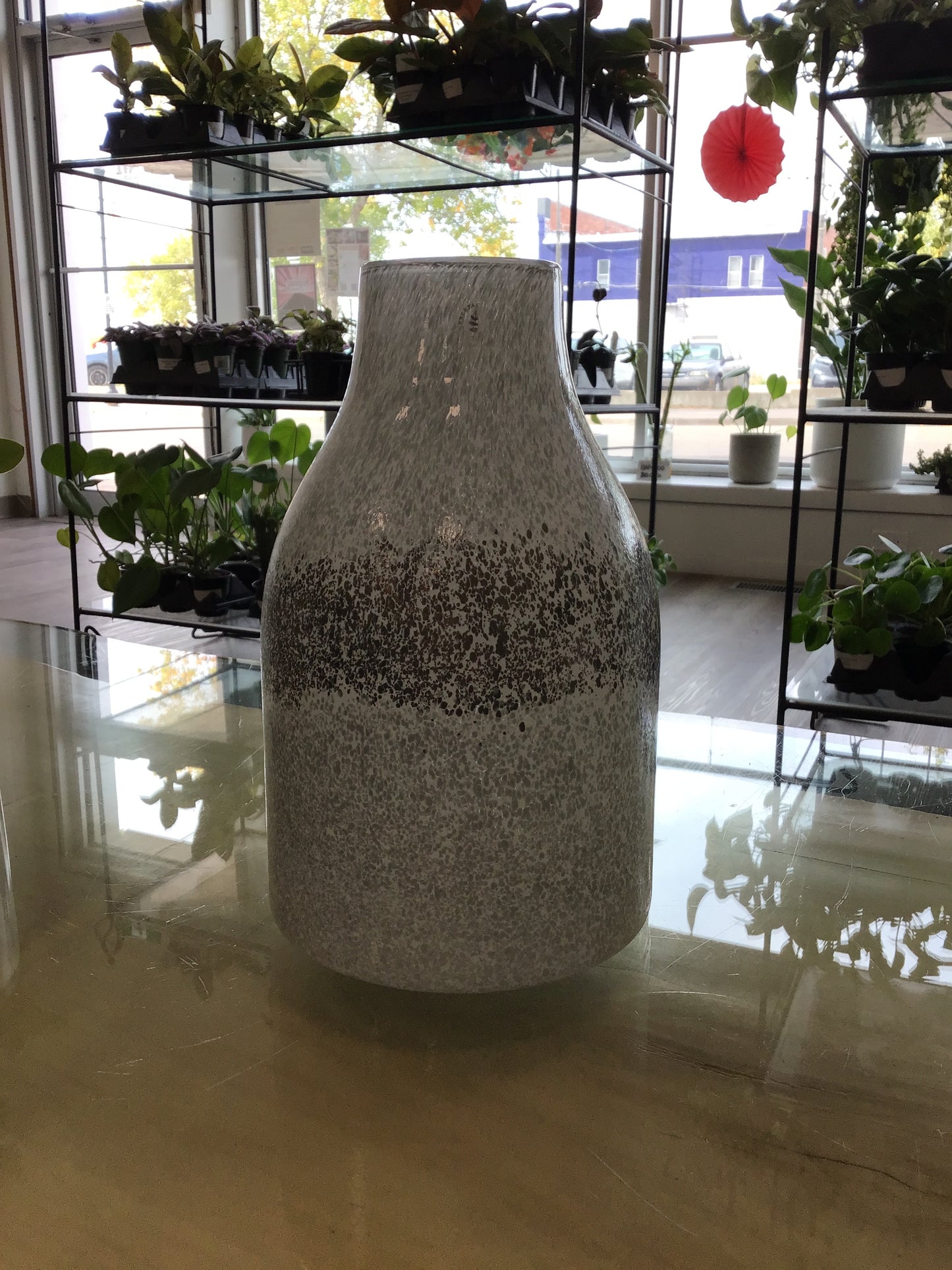 Frosted Milk Jug Vase