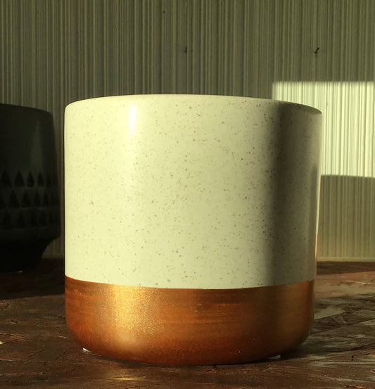 Cream and Copper Ceramic Pot